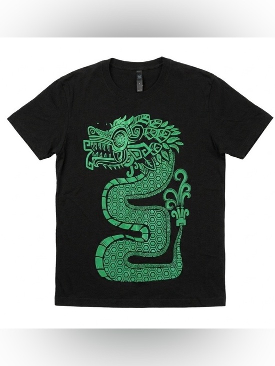 Codigo Other - Codigo Black Cotton T-Shirt Green Aztec Inspired Dragon Graphic Men’s L Mexico